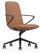 AURA MEETING - BLACK, křeslo kancelářské, kříž černý, hnědá kůže